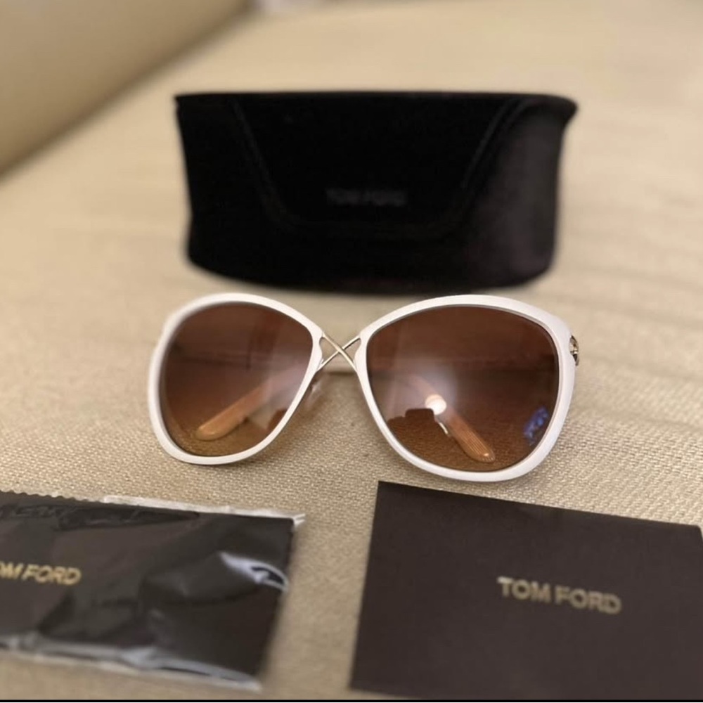 Tom Ford White and Brown Oversized Sunglasses